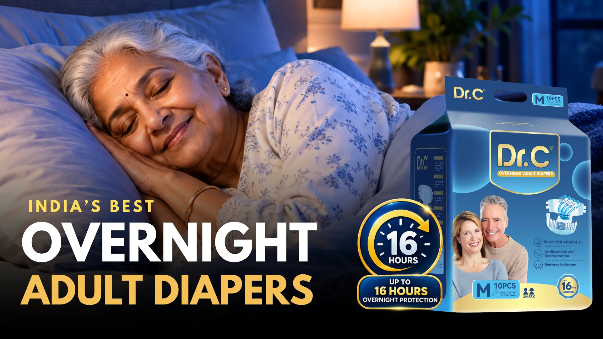 India's Best Overnight Adult Diapers_16 Hrs Protection. Overnight adult diapers for heavy wetters.