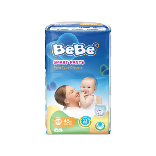 Bebe Premium New Born Baby Diaper_Pack of 1. New Born Baby Diapers in India. BeBe Newborn Baby Pants NB 48 Count Soft Breathable Leak Proof Diaper Pants for Babies 0-5 Kg
