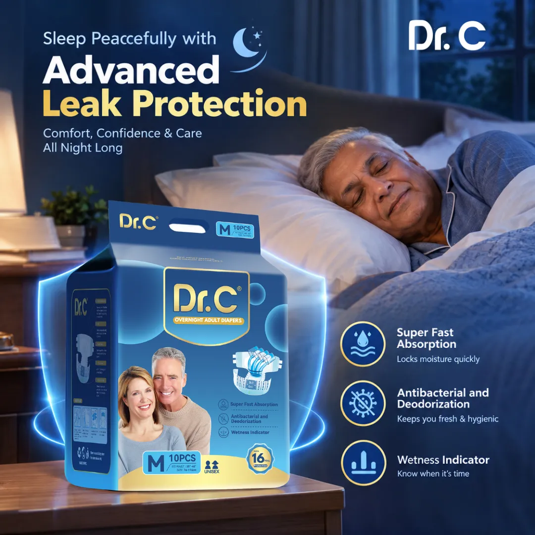 DrC Overnight Adult Diapers_16 Hrs Protection. XL Adult Diapers. Best tape style adult diapers. Overnight Adult Diaper for Men and women. Overnight adult diapers for heavy wetters