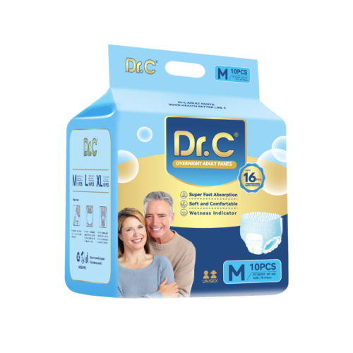 Dr.C Overnight Adult Pants pull-up adult diaper. Medium Size Overnight Adult Pants. Travel Friendly Adult Pants. 16Hrs Overnight Adult Pants.