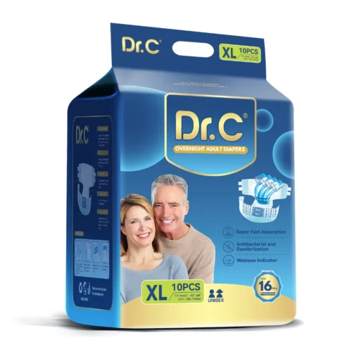 DrC Overnight Adult Diapers_16 Hrs Protection. XL Adult Diapers. Best tape style adult diapers. Overnight Adult Diaper for Men and women. Overnight adult diapers for heavy wetters