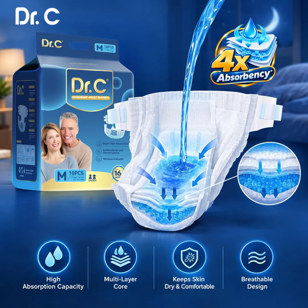 DrC Overnight Adult Diapers_16 Hrs Protection. XL Adult Diapers. Best tape style adult diapers. Overnight Adult Diaper for Men and women. Overnight adult diapers for heavy wetters