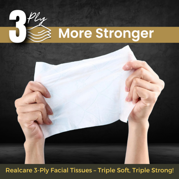 Realcare Natural 3Ply Facial Tissues | Extra Strong, Soft & Refreshing Multipurpose Tissues - Image 4